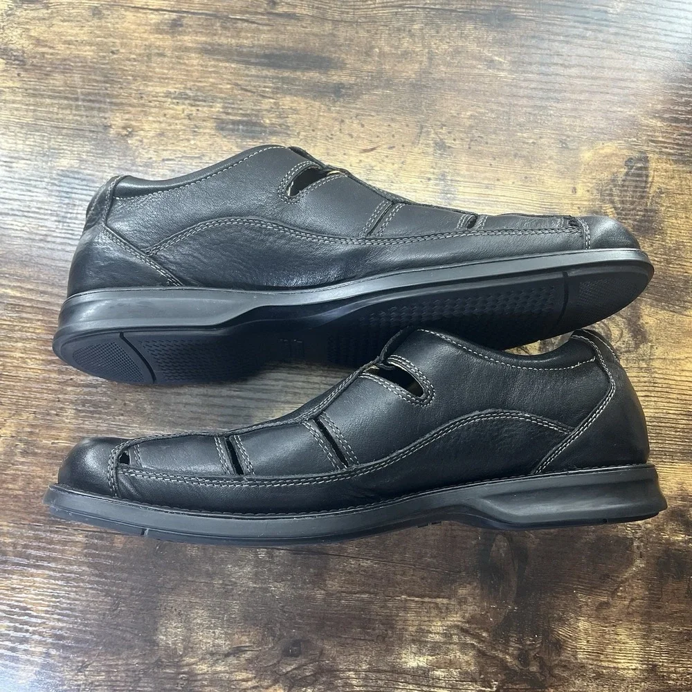 Johnston & Murphy‎ Men's Size 9.5M Black Leather Fisherman Sandals Sheepskin